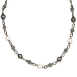 Sterling Silver FW Cultured Black & White Pearl Necklace-WBC-QTC449