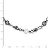Sterling Silver FW Cultured Black & White Pearl Necklace-WBC-QTC449