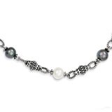 Sterling Silver FW Cultured Black & White Pearl Necklace-WBC-QTC449