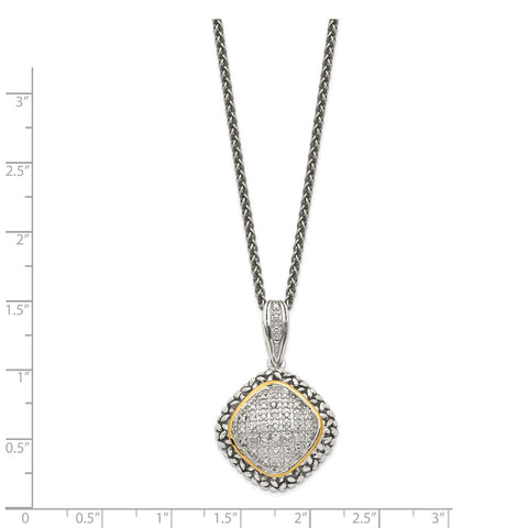 SS w/14k True Two-tone 1/10ct. Diamond 18in Necklace-WBC-QTC546