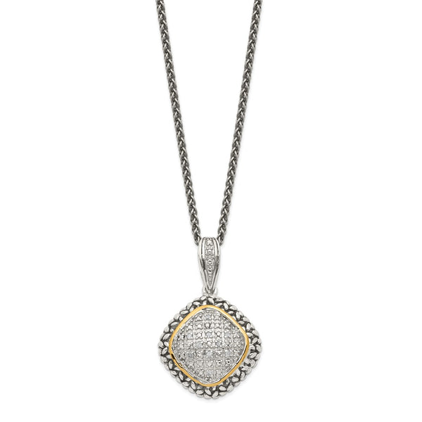 SS w/14k True Two-tone 1/10ct. Diamond 18in Necklace-WBC-QTC546