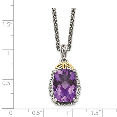 Sterling Silver w/14k Amethyst Necklace-WBC-QTC685