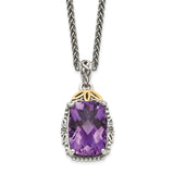 Sterling Silver w/14k Amethyst Necklace-WBC-QTC685