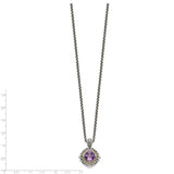 Sterling Silver w/14k Amethyst Necklace-WBC-QTC686