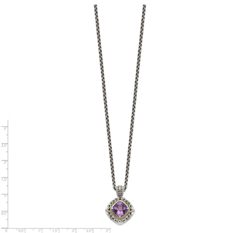 Sterling Silver w/14k Amethyst Necklace-WBC-QTC686