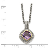 Sterling Silver w/14k Amethyst Necklace-WBC-QTC713