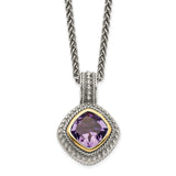 Sterling Silver w/14k Amethyst Necklace-WBC-QTC713