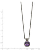 Sterling Silver w/14k Amethyst Necklace-WBC-QTC731