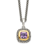 Sterling Silver w/14k Amethyst Necklace-WBC-QTC734