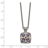 Sterling Silver w/14k Diamond & Amethyst Necklace-WBC-QTC741