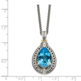 Sterling Silver w/14k Diamond & Blue Topaz Necklace-WBC-QTC756