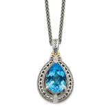 Sterling Silver w/14k Diamond & Blue Topaz Necklace-WBC-QTC756