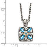 Sterling Silver w/14k Diamond & Blue Topaz Necklace-WBC-QTC773