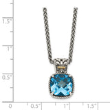 Sterling Silver w/14k Blue Topaz Necklace-WBC-QTC782