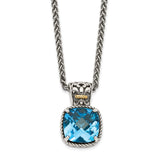 Sterling Silver w/14k Blue Topaz Necklace-WBC-QTC782