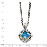 Sterling Silver w/14k Blue Topaz Necklace-WBC-QTC794