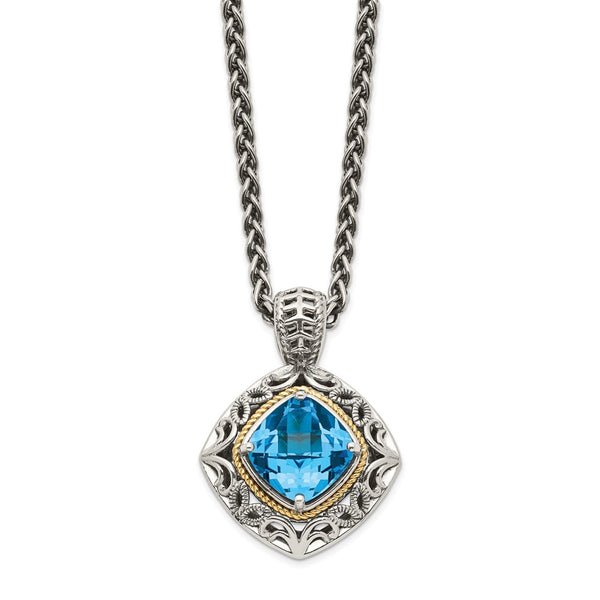 Sterling Silver w/14k Blue Topaz Necklace-WBC-QTC794