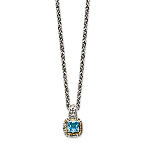 Sterling Silver w/14k Blue Topaz Necklace-WBC-QTC799