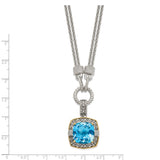 Sterling Silver w/14k Sky Blue Topaz & Diamond Necklace-WBC-QTC83