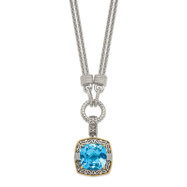 Sterling Silver w/14k Sky Blue Topaz & Diamond Necklace-WBC-QTC83