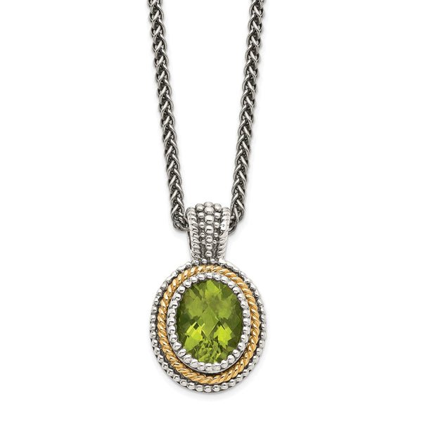 Sterling Silver w/14k Peridot Necklace-WBC-QTC875