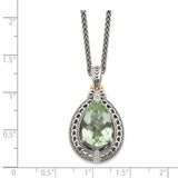 Sterling Silver w/14k Diamond & Green Quartz Necklace-WBC-QTC887