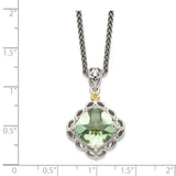 Sterling Silver w/14k Green Quartz Necklace-WBC-QTC903