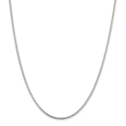 Sterling Silver 2mm Diamond-cut Round Box Chain-WBC-QVX040-22