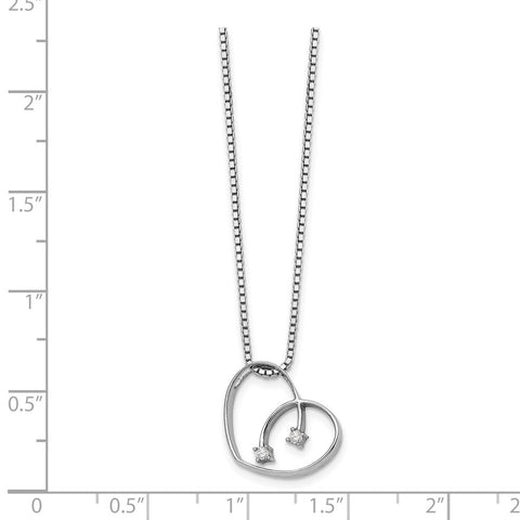 SS White Ice .02ct Diamond Heart Necklace-WBC-QW157-18