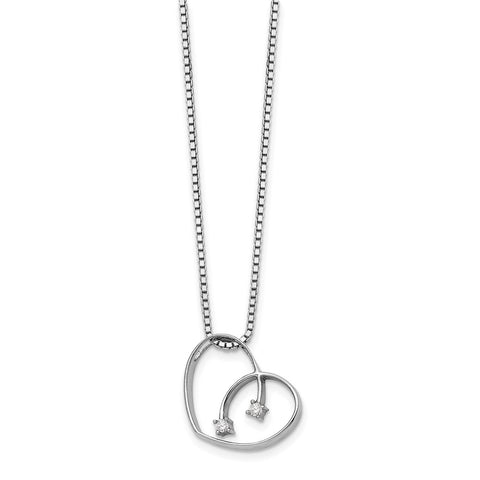 SS White Ice .02ct Diamond Heart Necklace-WBC-QW157-18