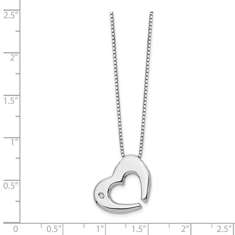 SS White Ice .02ct Diamond Heart Necklace-WBC-QW159-18