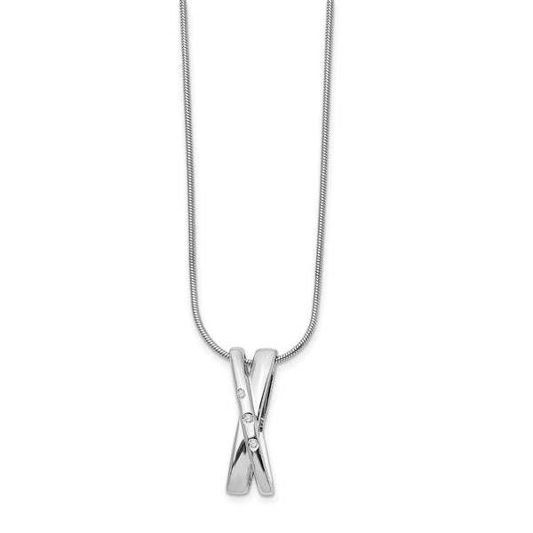 SS White Ice .03ct. Diamond Crossover Necklace-WBC-QW168-18