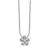 SS White Ice Satin & Polished .02ct Diamond Flower Necklace-WBC-QW175-18