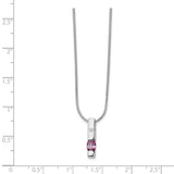 SS White Ice .02ct. Diamond and Pink Tourmaline Necklace-WBC-QW209-18