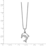 SS White Ice .02ct. Diamond Dolphin Necklace-WBC-QW280-18