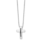 SS White Ice .1ct. Black Diamond Cross Necklace-WBC-QW282-18