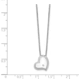 SS White Ice Satin & Polished Diamond Heart Necklace-WBC-QW304-18