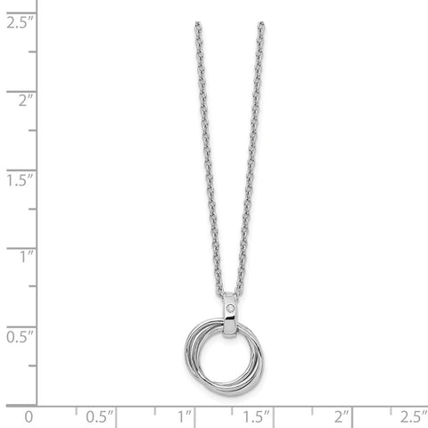 SS White Ice Three Ring .01ct Diamond Necklace-WBC-QW328-18