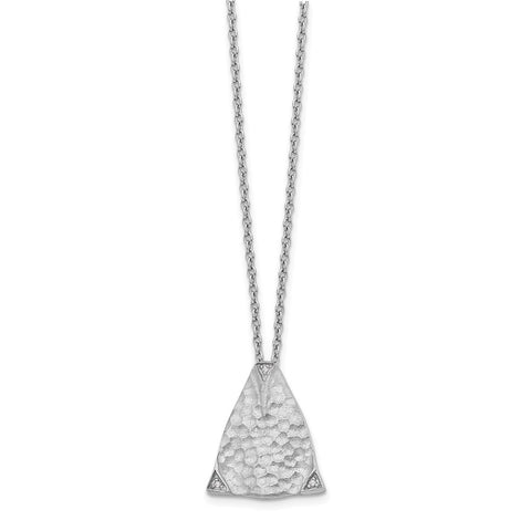 SS White Ice Textured Triangle Diamond Necklace-WBC-QW330-18