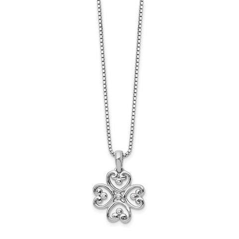SS White Ice .01 Diamond Heart Necklace-WBC-QW337-18
