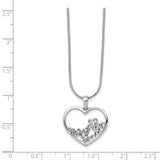 SS White Ice Heart Shaped w/ Flower Center Diamond Necklace-WBC-QW343-18