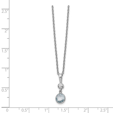SS White Ice Blue Topaz and Diamond Necklace-WBC-QW359-18