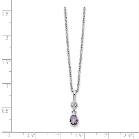 SS White Ice Amethyst and Diamond Necklace-WBC-QW366-18
