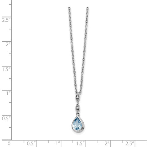 SS White Ice Blue Topaz and .01 ct Diamond Necklace-WBC-QW369-18