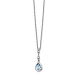 SS White Ice Blue Topaz and .01 ct Diamond Necklace-WBC-QW369-18