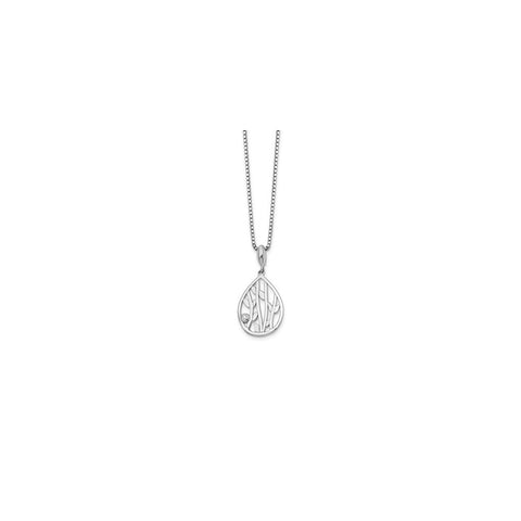SS White Ice Diamond Leaf Pendant Necklace-WBC-QW403-18