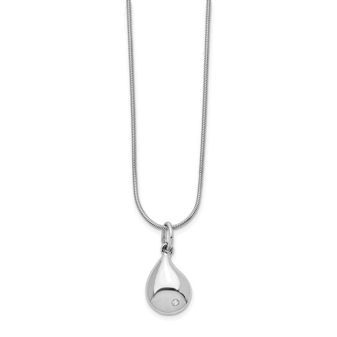 SS White Ice Diamond Teardrop Necklace-WBC-QW433-18