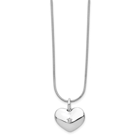 SS White Ice Diamond Heart Necklace-WBC-QW436-18