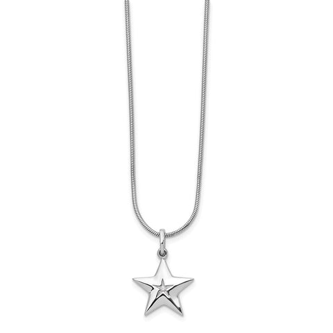 SS White Ice Diamond Star Necklace-WBC-QW438-18