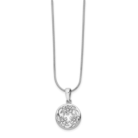 SS White Ice Diamond Flower Necklace-WBC-QW449-18